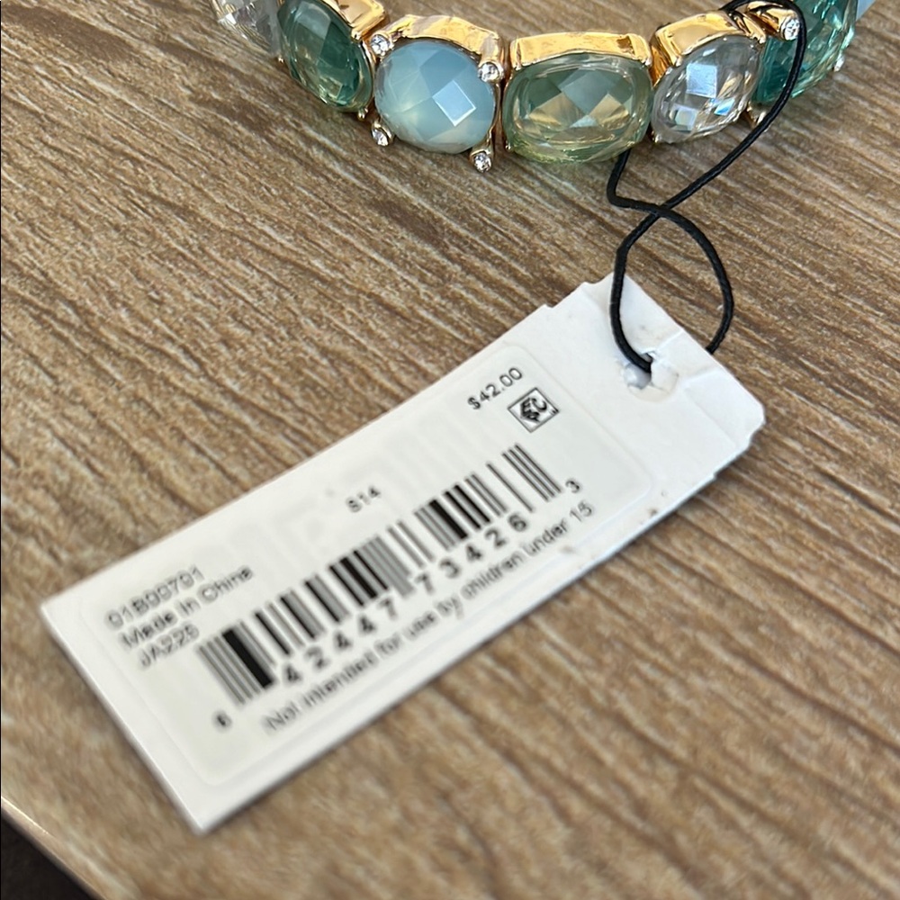 Anne Klein Aqua Blue and Gold Gemstone Bracelet - Picture 8 of 8